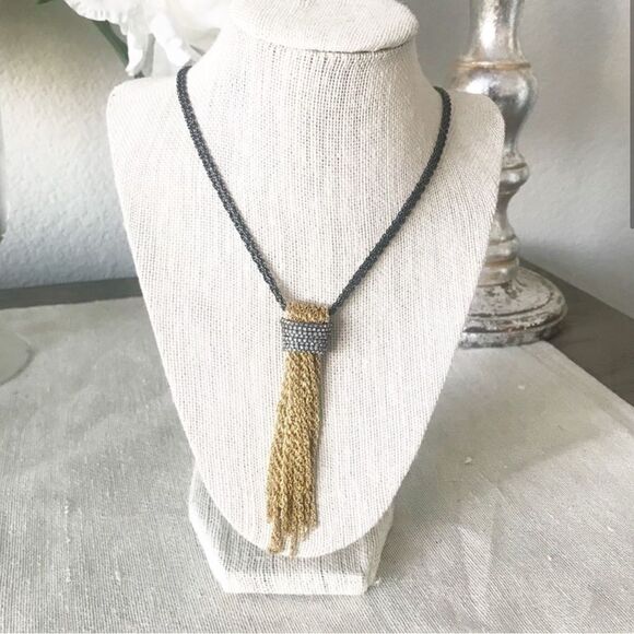 Stella & Dot ~ Windsor Pave Tassel Chain Necklace - Picture 6 of 7